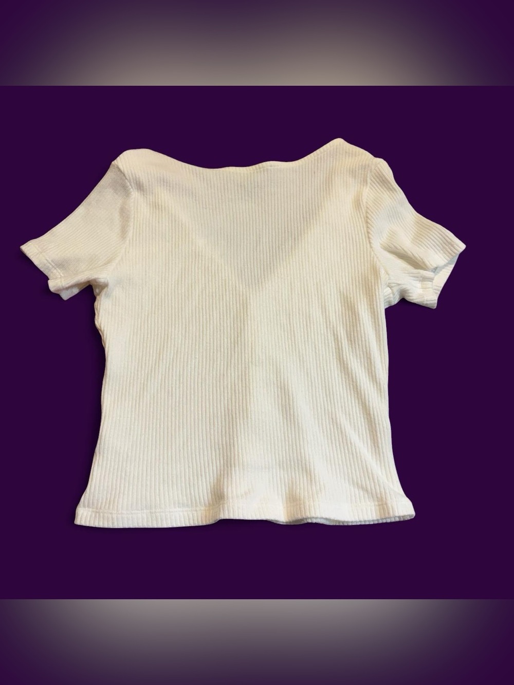 Lulu's Cream Ribbed V-Neck Button-Down Tee - Picture 5 of 5